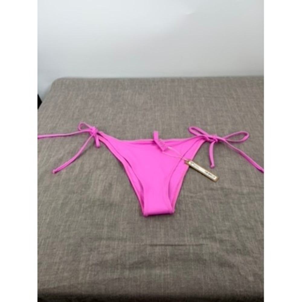 SKIMS Recycled Swim Dippy Tie Bikini Bottoms Neon Orchid Pink Size L Large NWT